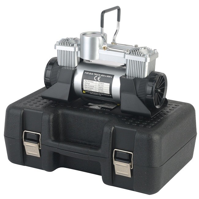 پمپ لوله اتومبیل Dc 12v فشار فلزی کمپرسور هوا اتوماتیک با جعبه پلاستیکی