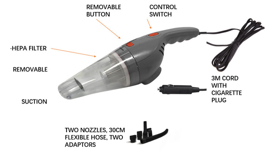 DC12V جاروبرقی ماشین قابل حمل فیلتر HEPA با یک سال گارانتی